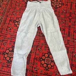 Hatch “The Dylan Pant” maternity linen trousers in blue